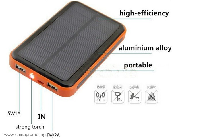 10000mah waterproof solar cellphone charger power bank