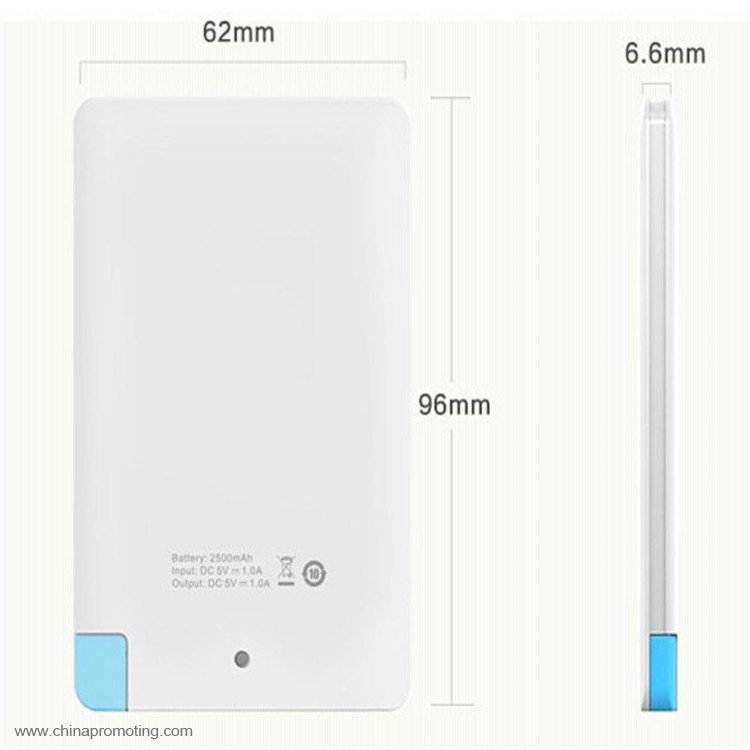 Wallet Size Power Bank Build in USB Cable