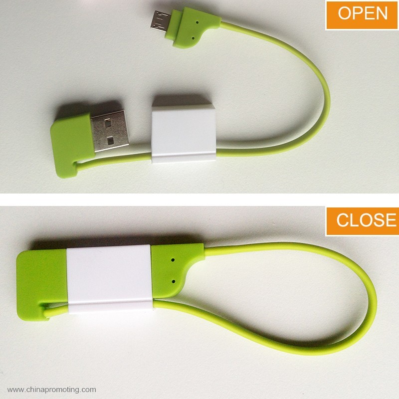 Flat 20cm Micro USB Cable with key holder