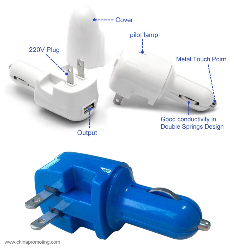 Multi-function 2 in 1 Car Charger Wall Charger