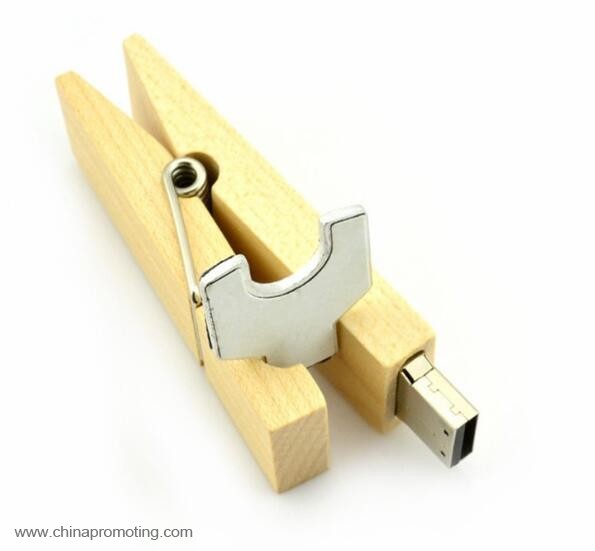 Wooden clothespin shape 1-64gb usb stick