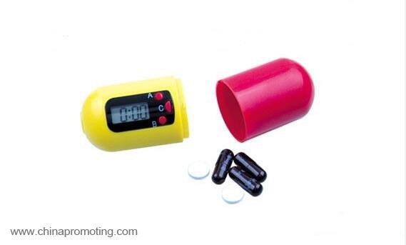 Capsule shape Timing Alarm Electronic Pill Box With Keychain