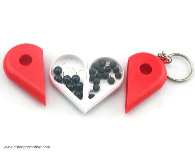 Heart shaped pill box with keychain