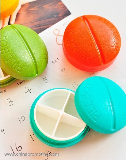 4 Parts Pill Shape Pill Box