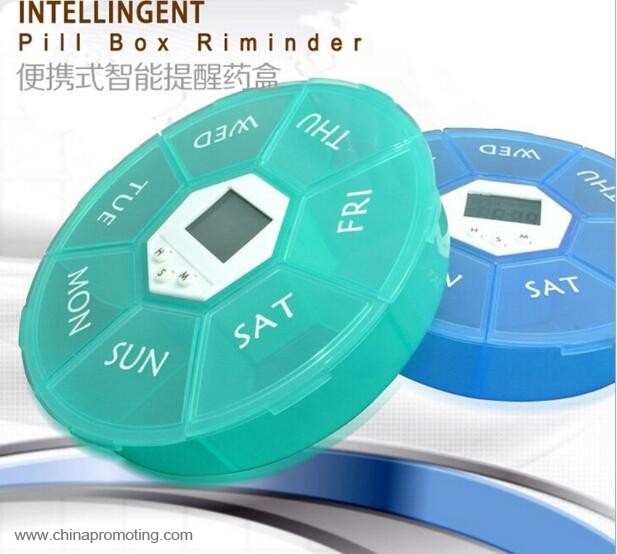 Can set reminder function plastic 7 part pill box