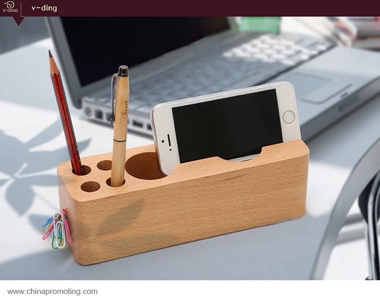 Wooden storage box decorative pen holder