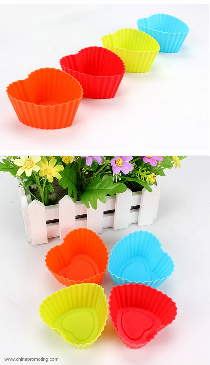 silicone heart shape cake cups