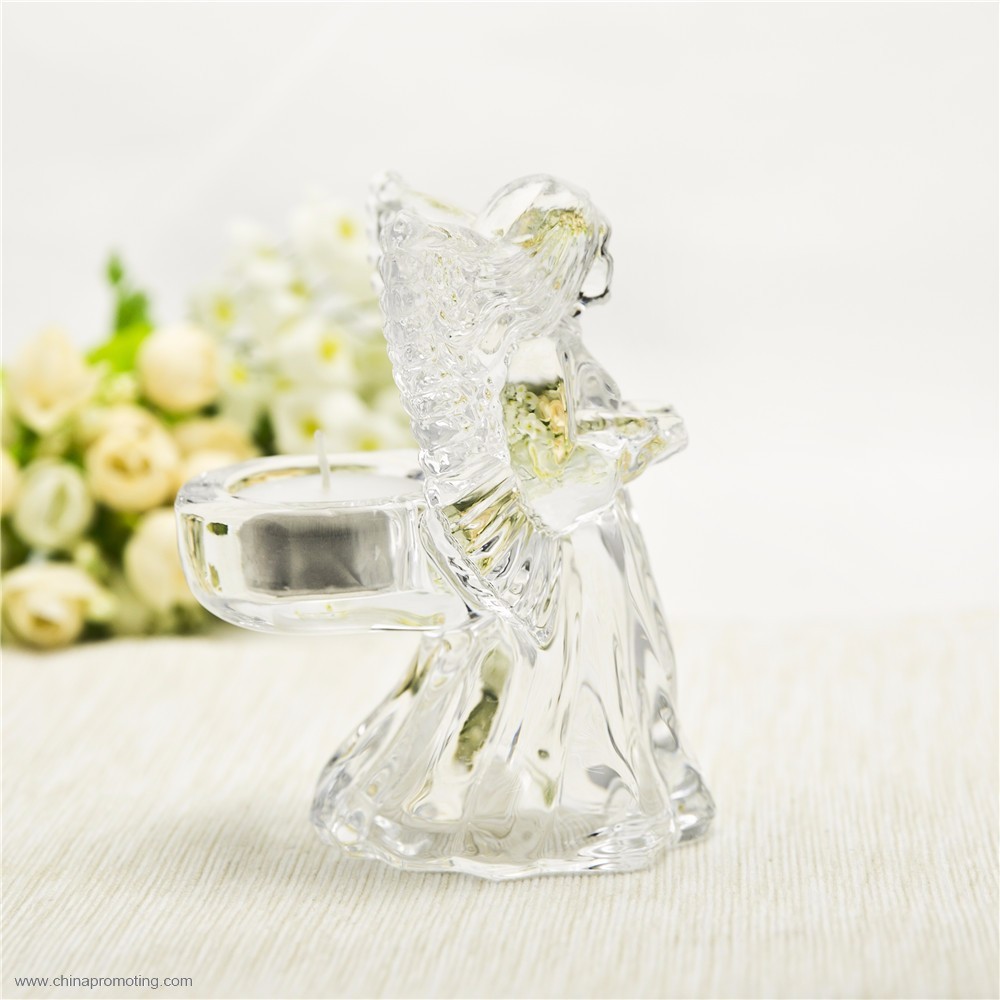 Candle Holder Glass Angel Figure