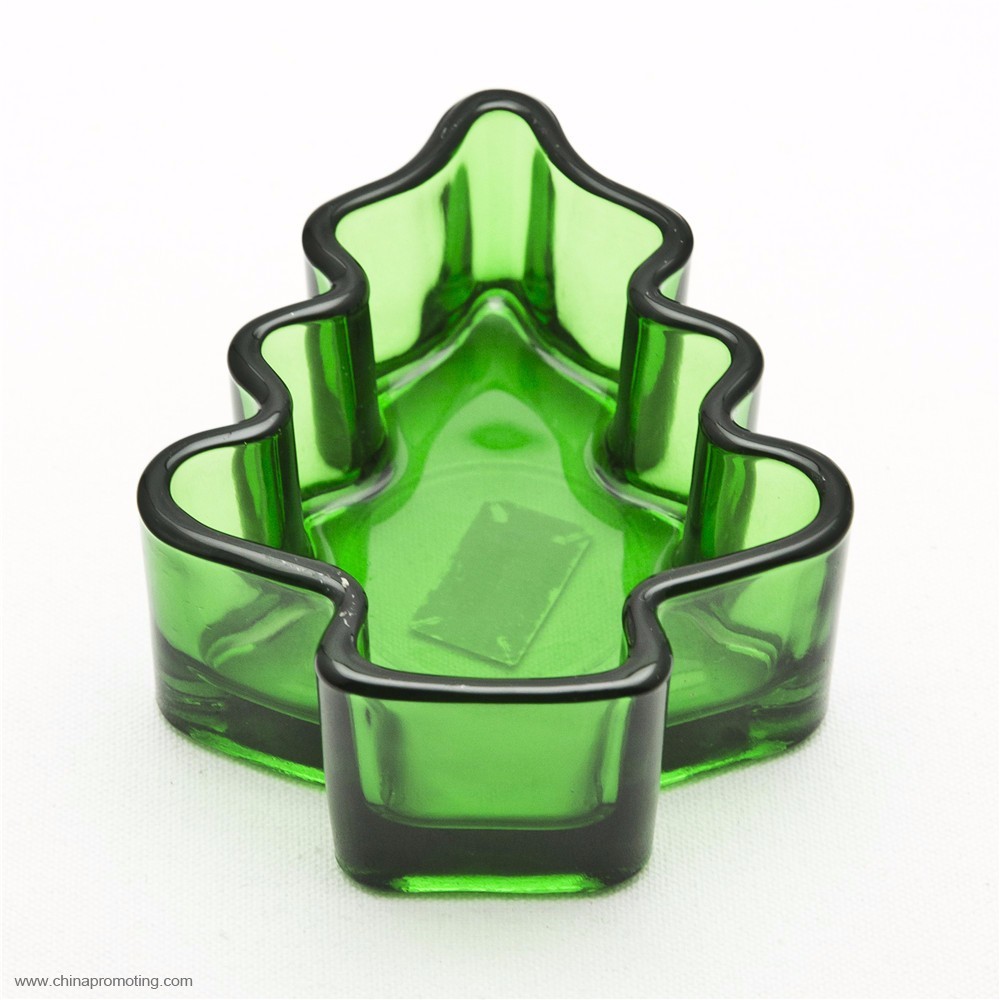  Green Glass Tree Shape Christmas Candle Stand