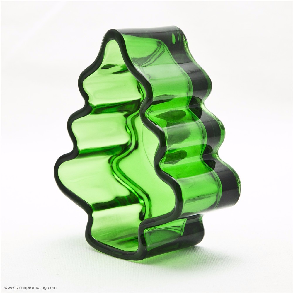  Green Glass Tree Shape Christmas Candle Stand