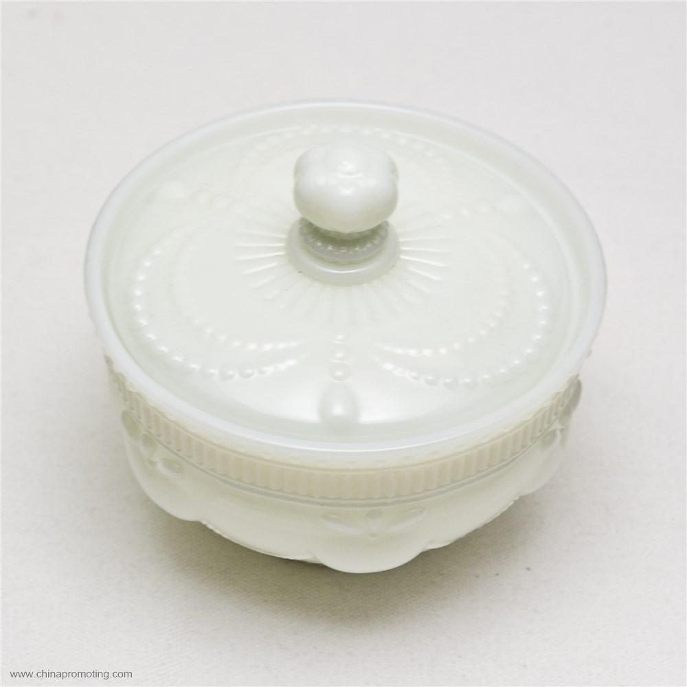 embossed glass candy jar with lid