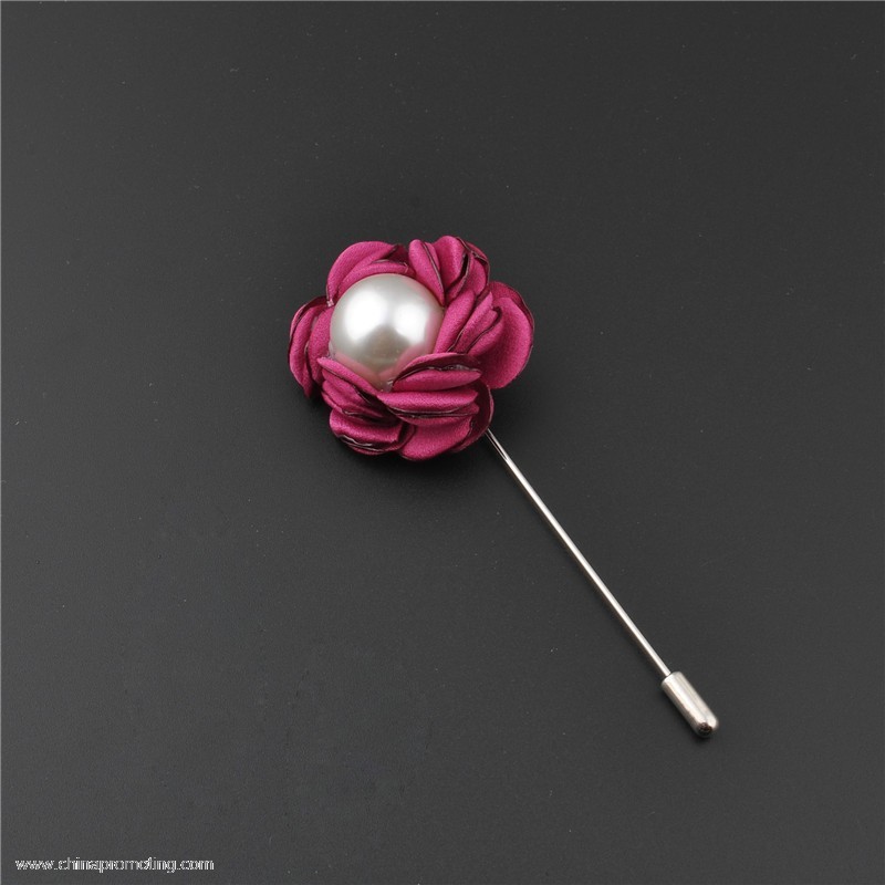  Fabric Flower Lapel pin With Pearl