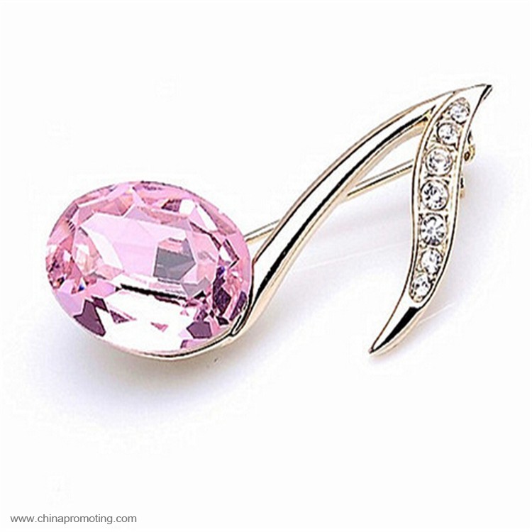 Musical Note Crystal Woman Lapel Badge Pins