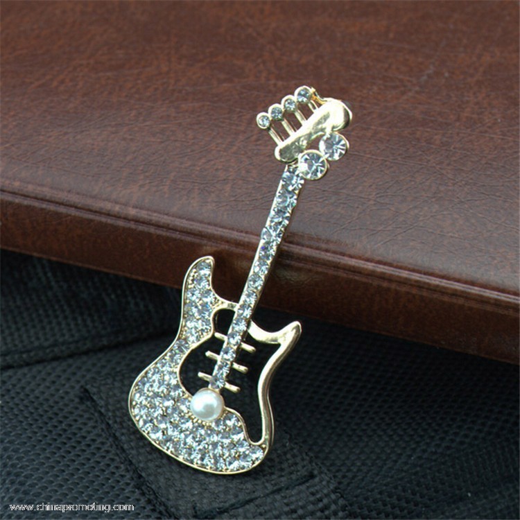 Crystal Guitar Badge Lapel Pin