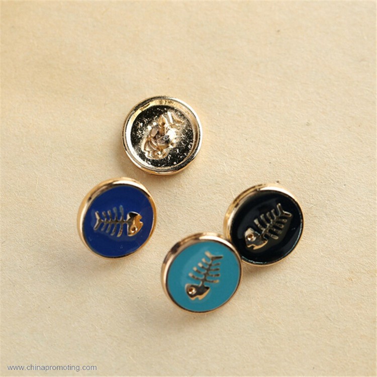 Round Shape Fish Bones Button Lapel Pin