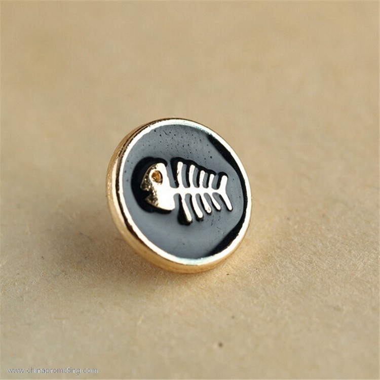 Round Shape Fish Bones Button Lapel Pin