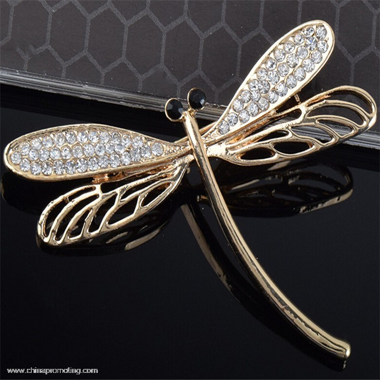 Dragonfly Crystal Metal Collar Lapel Pin