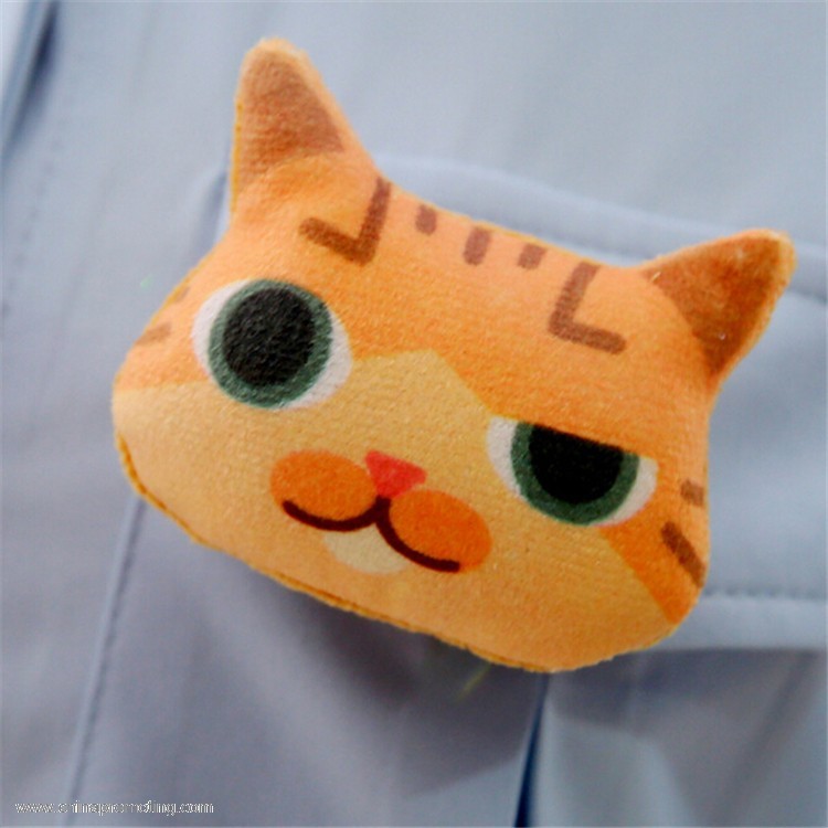 Cat Printing Shaped Badge Faric Pin