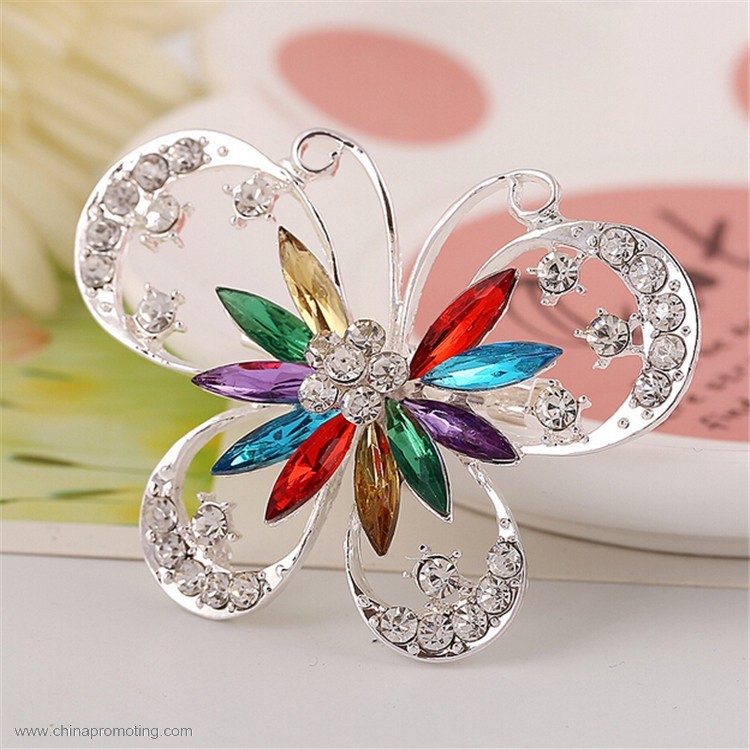 Rhinstone Butterfly Metal Lapel Pin 