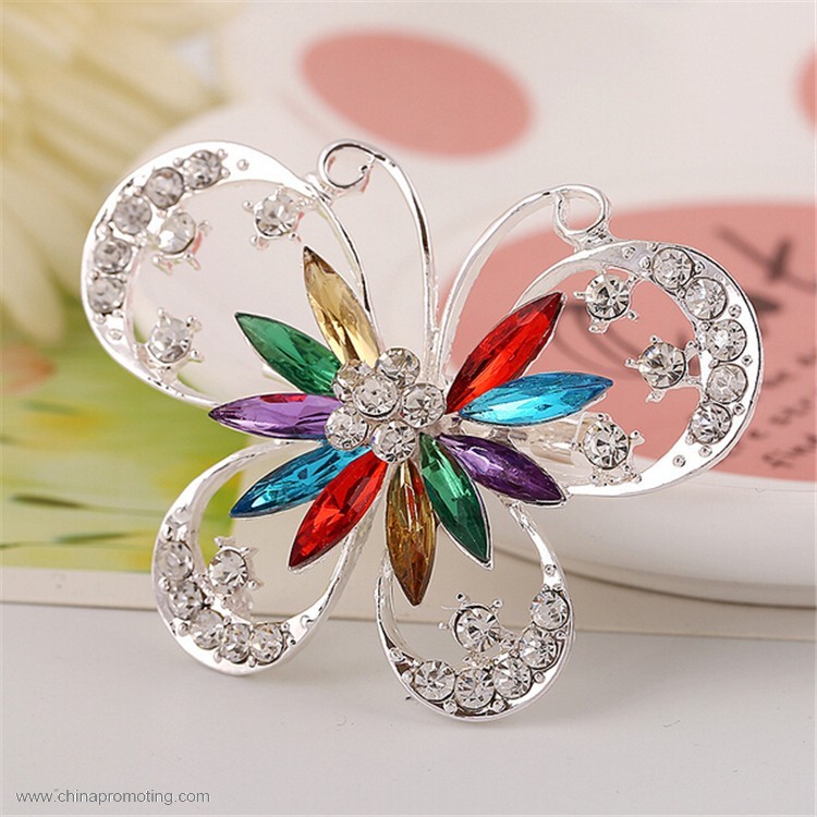 Rhinstone Butterfly Metal Lapel Pin 