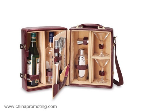 PU leather clear wine glass gift packing box with handle
