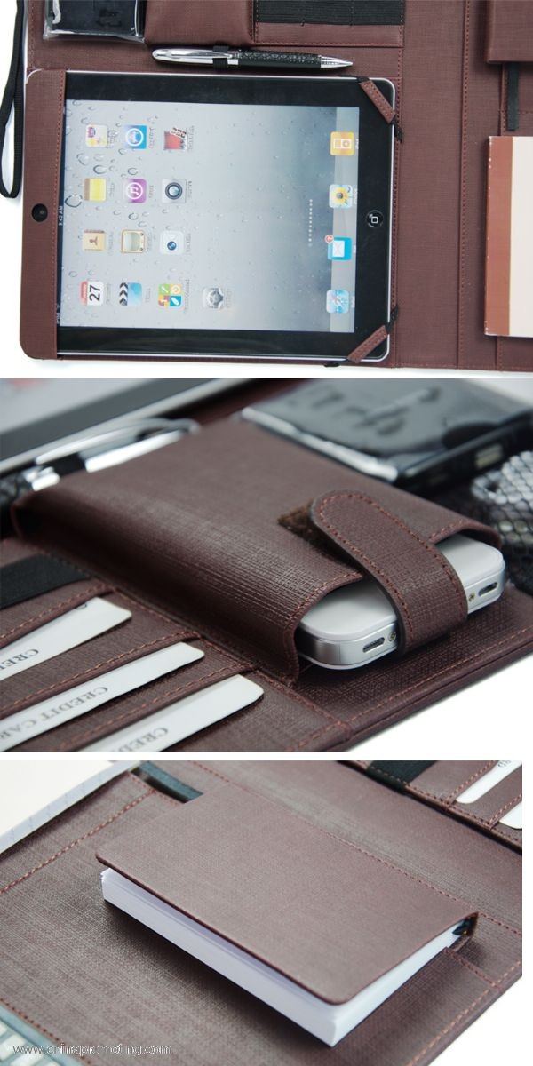 leather business conference folder with pad holder