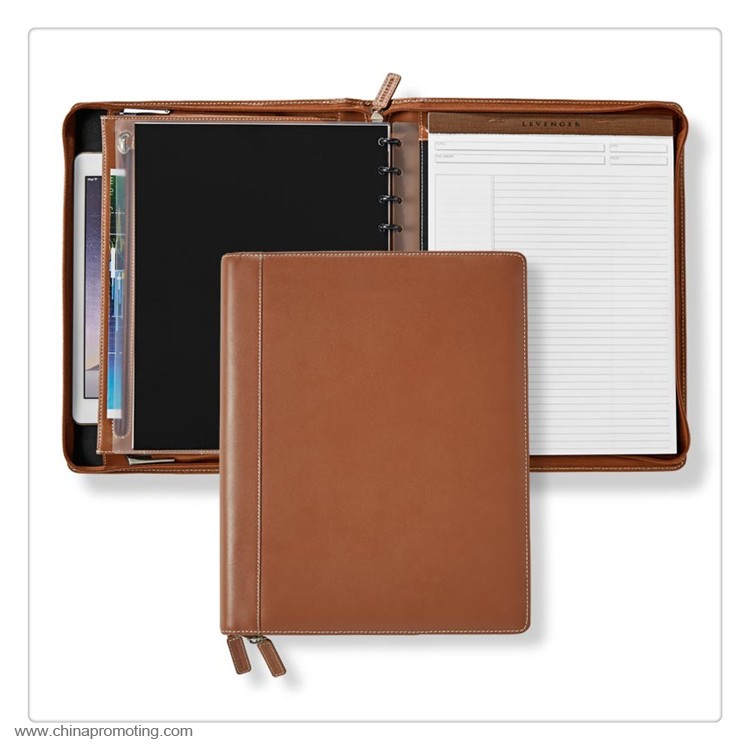 Leather Zipper Portfolio with Notepad