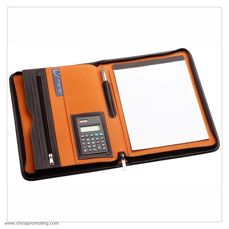 Leather Styled Portfolio File Folder with Calculator