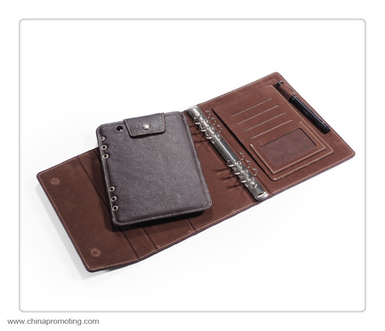 Leather Portfolio with Notepad 6 Ring Binder