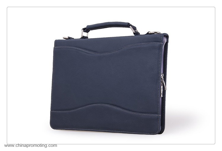 Briefcase Business Zippered Leather Portfolio