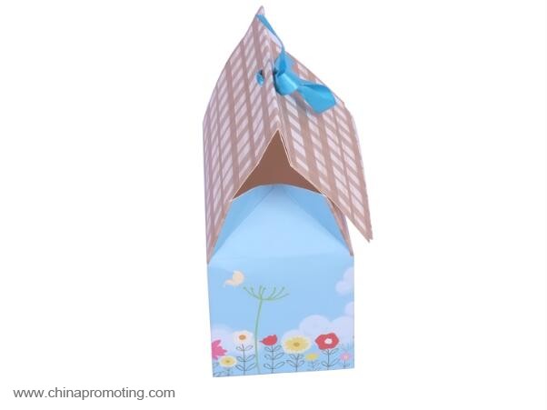  Blue Cardboard Fancy Shape With Ribbon Handle Compartment Inlay PVC Window