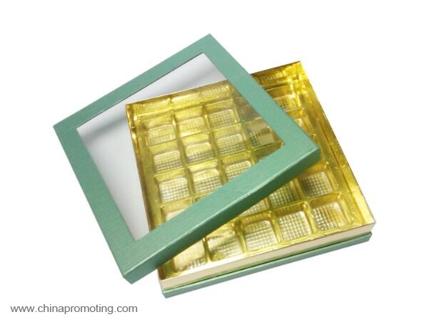 Chocolate Packaging Box With Clear PVC Window Plastic Tray
