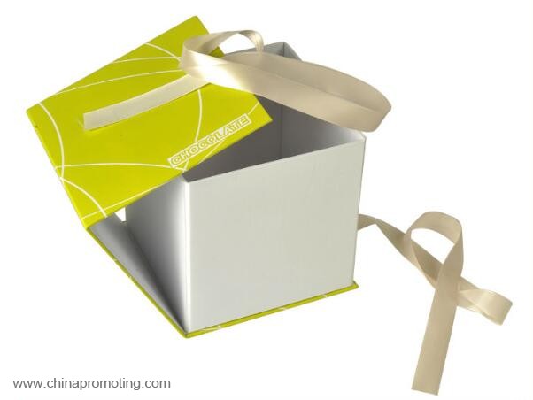 foldable save space ribbon closure paper box