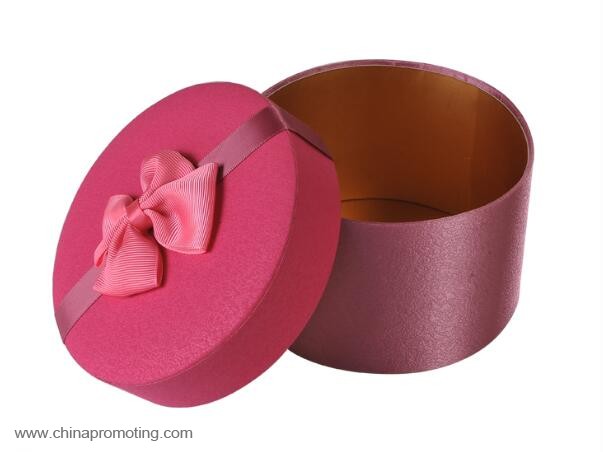 Pink Ribbon Bowknot Paper Round Gift Box